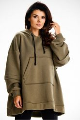 Bluza damska oversize z kapturem bawełna premium khaki. Brązowe bluzy damskie Infinite You, l, z aplikacjami, z bawełny, z kapturem. Za 299.00 zł.