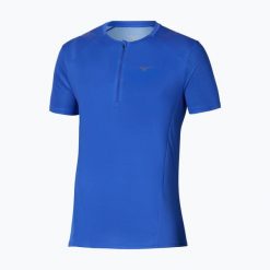 Koszulka do biegania męska Mizuno Trail Graphic Tee. Niebieskie koszulki sportowe męskie Mizuno, m, bez wzorów, z materiału, bez kołnierzyka, bez ramiączek, do biegania. Za 269.99 zł.