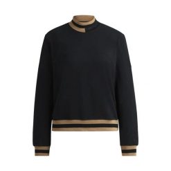 Sweter damski Boss Equestrian Kim. Czarne swetry damskie BOSS EQUESTRIAN, l, bez wzorów, z bawełny, eleganckie, bez kołnierzyka, bez ramiączek, bez kaptura. Za 485.50 zł.