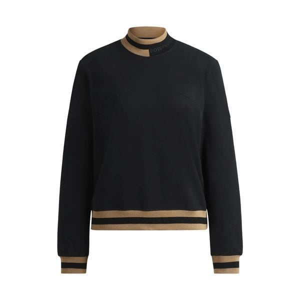 Sweter damski Boss Equestrian Kim. Czarne swetry damskie BOSS EQUESTRIAN, l, bez wzorów, z bawełny, eleganckie, bez kołnierzyka, bez ramiączek, bez kaptura. Za 485.50 zł.