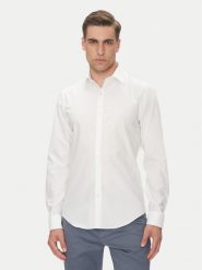 Calvin Klein Koszula LV019EU017 Biały Slim Fit. Białe koszule męskie Calvin Klein, m, bez wzorów, z bawełny, bez kołnierzyka, bez ramiączek. Za 359.99 zł.