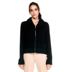 Bluza miękka z wełna z kaptur na co dzień. Czarne bluzy damskie LEONE 1947 APPAREL, bez wzorów, z poliesteru, na fitness i siłownię. W wyprzedaży za 191.56 zł.