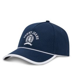Czapka z daszkiem Tommy Jeans. Niebieskie czapki i kapelusze damskie Tommy Jeans, bez wzorów, z jeansu. Za 89.99 zł.