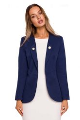 Elegancki Żakiet z Ozdobnymi Guzikami - Granatowy. Niebieskie żakiety damskie MOE, l, bez wzorów, z elastanu, eleganckie. Za 298.90 zł.