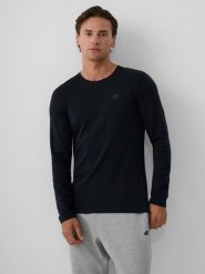 4F Longsleeve slim gładki męski - szary M. Szare bluzki z długim rękawem męskie 4f, m, bez wzorów, z bawełny, klasyczne, bez kołnierzyka. Za 99.99 zł.