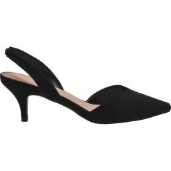 SZPILKI DAMSKIE. Czarne szpilki damskie TOP SECRET, bez wzorów, z jeansu, bez obcasa, bez zapięcia. W wyprzedaży za 39.99 zł.