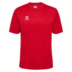 Koszulka Poliestrowa Essential Jersey S/S. Czerwone koszulki sportowe męskie Hummel, m, bez wzorów, z jersey, bez kołnierzyka, bez ramiączek, do piłki nożnej. Za 61.00 zł.