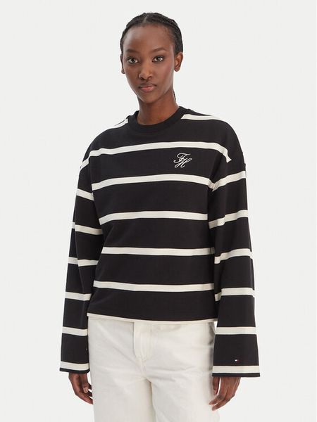 Tommy Hilfiger Bluza WW0WW48431 Czarny Regular Fit. Czarne bluzy damskie Tommy Hilfiger, xl, bez wzorów, bez kaptura. Za 489.99 zł.