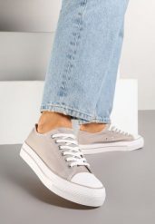 Szare Trampki Klasyczne przed Kostkę na Grubej Podeszwie Senathiela. Szare trampki i tenisówki damskie Born2be, bez wzorów, z jeansu, klasyczne, przed kostkę, bez zapięcia. Za 49.99 zł.