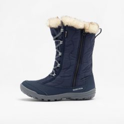 Śniegowce turystyczne dla dzieci Quechua SH500 Warm wodoodporne suwak. Niebieskie śniegowce dziewczęce QUECHUA, z materiału, eleganckie, przed kolano, bez zapięcia. Za 149.99 zł.
