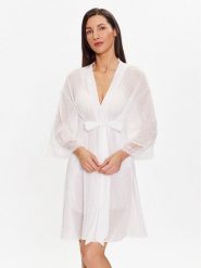 Selmark Szlafrok Penelope 31071 Biały Regular Fit. Białe szlafroki damskie Selmark, bez wzorów, z syntetyku, bez ramiączek, bez kaptura. Za 259.99 zł.