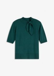 Cienki sweter z miękkiej mieszanki wiskozy. Fioletowe swetry damskie bonprix, bez wzorów, z dzianiny, eleganckie, bez kołnierzyka, bez ramiączek, bez kaptura. Za 94.99 zł.