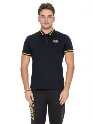 Męska złota koszulka polo z pikowaniem. Czarne koszulki polo męskie LEONE 1947 APPAREL, m, bez wzorów, eleganckie, bez ramiączek. Za 206.29 zł.