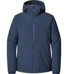Kurtka ocieplana męska Mimic Alert Hood. Niebieskie kurtki męskie Haglöfs, m, bez wzorów, z puchu, bez kaptura. Za 954.50 zł.