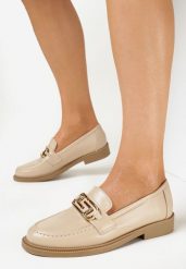 Beżowe Mokasyny z Klamerką Solomia. Brązowe mokasyny damskie Born2be, eleganckie. Za 59.99 zł.