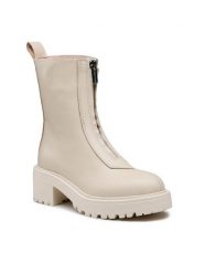 Badura Botki 7503 Beżowy. Brązowe botki damskie Badura, ze skóry, bez obcasa, na płaskiej podeszwie, bez zapięcia. Za 239.99 zł.