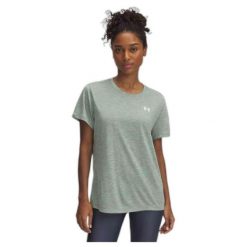 Koszulka Damska Sportowa Under Armour Tech SSCc- Twist. Zielone koszulki sportowe damskie Under Armour, bez wzorów, bez kołnierzyka, bez ramiączek, na fitness i siłownię. Za 119.99 zł.
