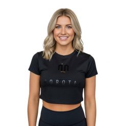 Koszulka treningowa damska Morotai Mesh Double Layer Crop Top. Czarne koszulki sportowe damskie MOROTAI, l, bez wzorów, z elastanu, bez kołnierzyka, bez ramiączek. W wyprzedaży za 64.00 zł.