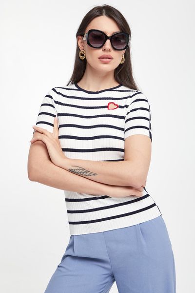 Sweter damski w paski TWINSET. Swetry damskie Twinset Milano, l, bez wzorów, bez kołnierzyka, bez ramiączek, bez kaptura. W wyprzedaży za 679.20 zł.