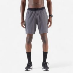 Spodenki do biegania męskie Kiprun Run 500 Dry. Brązowe krótkie spodenki sportowe męskie KALENJI, m, bez wzorów, z materiału, do biegania. Za 89.99 zł.