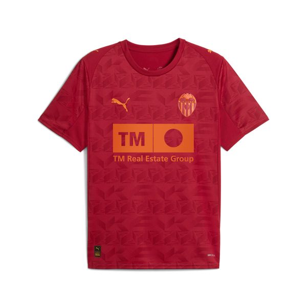 Koszulka wyjazdowa Valencia CF 2025/26. Czerwone koszulki sportowe męskie Puma, bez wzorów, bez kołnierzyka, bez ramiączek, do piłki nożnej. Za 422.50 zł.