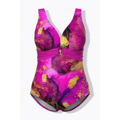 Damskie Strój kąpielowy ozdobna taśma klamra miękkie miseczki. Czerwone kostiumy jednoczęściowe damskie Ulla Popken, plus size, bez wzorów, z elastanu, sportowe, plus size. Za 239.99 zł.