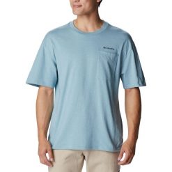 Koszulka trekkingowa męska Columbia Break It Down. Niebieskie koszulki sportowe męskie Columbia, m, bez wzorów, bez kołnierzyka, bez ramiączek, trekkingowe. Za 109.99 zł.