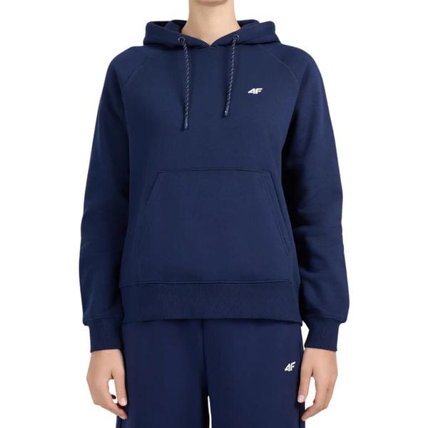 Bluza damska 4F z kapturem, regular fit. Niebieskie bluzy damskie 4f, m, bez wzorów, z bawełny, z kapturem. Za 113.99 zł.