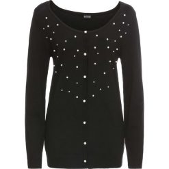 Sweter rozpinany z perełkami bonprix czarny. Kardigany damskie marki bonprix. Za 49.99 zł.
