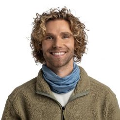 Komin chusta wielofunkcyjna z wełny merino lightweight. Niebieskie szaliki i chusty damskie Buff, na jesień, bez wzorów, z materiału. Za 112.99 zł.