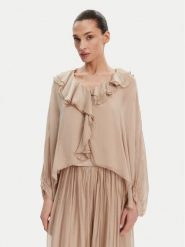 ViCOLO Bluzka TD0019 Beżowy Oversize. Brązowe bluzki damskie ViCOLO, m, bez wzorów, z wiskozy, bez kołnierzyka, bez ramiączek. Za 219.99 zł.