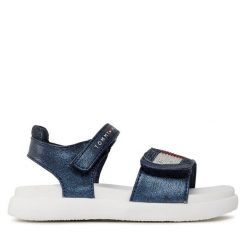 Sandały Tommy Hilfiger. Niebieskie sandały dziewczęce Tommy Hilfiger, bez zapięcia. Za 199.99 zł.