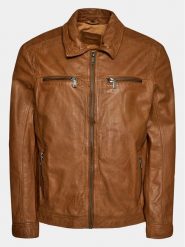 Mustang Kurtka skórzana William 9920607 Brązowy Regular Fit. Brązowe kurtki męskie Mustang, m, bez wzorów, ze skóry, bez kaptura. Za 1,169.00 zł.