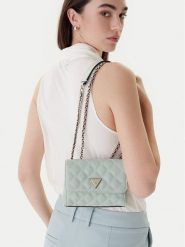 Guess Torebka Giully II Mini HWQG96 73740 Zielony. Zielone torebki do ręki damskie Guess, z aplikacjami, ze skóry, wizytowe, bez dodatków. Za 549.99 zł.