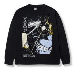 Bluza turystyczna męska HUF x Marvel Avengers. Czarne bluzy męskie HUF, l, bez wzorów, z bawełny, bez kaptura. W wyprzedaży za 272.00 zł.