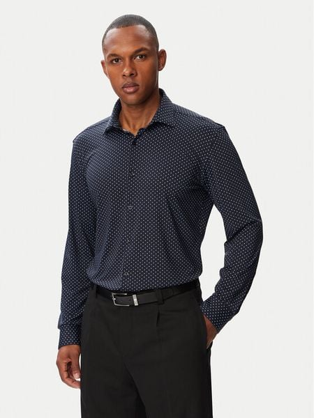 HUGO Koszula Kenno 50566332 Granatowy Slim Fit. Niebieskie koszule męskie Hugo, m, bez wzorów, bez kołnierzyka, bez ramiączek. Za 449.99 zł.