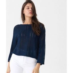 Ażurowy sweter oversize - Granatowy. Swetry damskie marki House. Za 69.99 zł.
