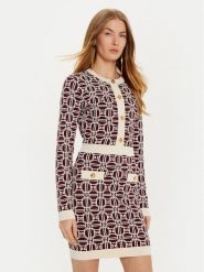 Elisabetta Franchi Sukienka dzianinowa AM-31B-47E2-V440 Bordowy Slim Fit. Czerwone sukienki damskie Elisabetta Franchi, bez wzorów, z dzianiny, bez kołnierzyka, bez ramiączek. Za 999.99 zł.