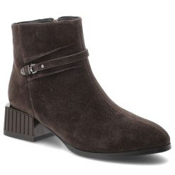 Brązowe Botki S.Barski Zamszowe Buty Damskie. Brązowe kozaki damskie S.BARSKI, z zamszu, bez obcasa, na obcasie. Za 314.99 zł.
