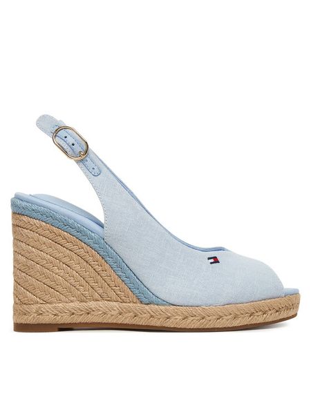 Tommy Hilfiger Espadryle Flag High Wedge Espad Slingback FW0FW09343 Błękitny. Niebieskie sandały damskie Tommy Hilfiger, bez wzorów, z materiału, bez obcasa, bez zapięcia. Za 359.99 zł.