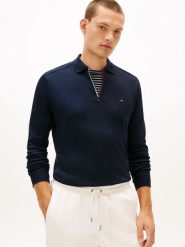 Tommy Hilfiger koszulka polo Mężczyźni Bawełna niebieski, XL. Niebieskie bluzki z długim rękawem męskie Tommy Hilfiger, m, bez wzorów, z bawełny, bez kołnierzyka. Za 429.95 zł.