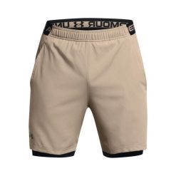 Szorty 2 w 1 Under Armour Vanish Woven. Brązowe buty sportowe męskie Under Armour, bez wzorów, na fitness i siłownię. Za 276.50 zł.