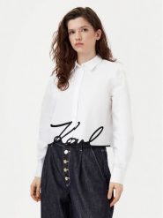 KARL LAGERFELD Koszula A1W11002 Biały Regular Fit. Białe bluzki damskie KARL LAGERFELD, bez wzorów, z bawełny, bez kołnierzyka, bez ramiączek. Za 529.99 zł.