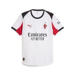 Męska koszulka wyjazdowa authentic AC Milan 25/26 PUMA White For All Time Red. Białe koszulki sportowe męskie Puma, m, bez wzorów, bez kołnierzyka, bez ramiączek, do piłki nożnej. Za 659.00 zł.
