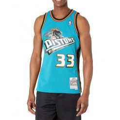 Koszulka do koszykówki męska Mitchell & Ness Detroit Pistons NBA Grant Hill. Czarne koszulki sportowe męskie Mitchell & Ness, m, bez wzorów, bez kołnierzyka, bez ramiączek, do koszykówki. Za 445.50 zł.