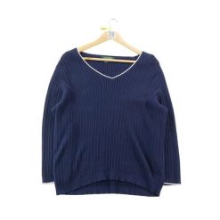 Sweter damski prążkowany Lauren Ralph Lauren granatowy. Niebieskie swetry damskie Ralph Lauren, s, bez wzorów, z dresówki, eleganckie, bez kołnierzyka, bez ramiączek, bez kaptura. Za 113.64 zł.