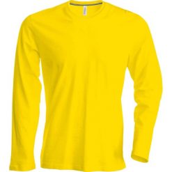 Koszulka z długim rękawem Kariban Col Rond. Żółte bluzki z długim rękawem męskie KARIBAN, m, bez wzorów, z bawełny, bez kołnierzyka. Za 101.00 zł.