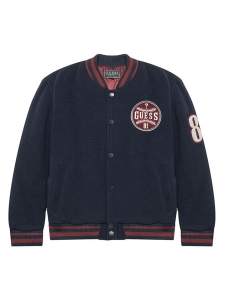 Guess Kurtka bomber L5YL06 WHE70 Granatowy Regular Fit. Niebieskie kurtki i płaszcze dla chłopców Guess, z aplikacjami, z syntetyku, bez kaptura. Za 259.99 zł.