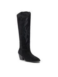 Bronx Kowbojki High boots 14297-C Czarny. Czarne kozaki damskie Bronx, ze skóry, bez obcasa, na słupku. Za 1,349.00 zł.