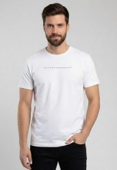 Bawełniany t-shirt T-KLIR. Białe t-shirty męskie Volcano, l, bez wzorów, z bawełny, bez kołnierzyka. Za 69.99 zł.
